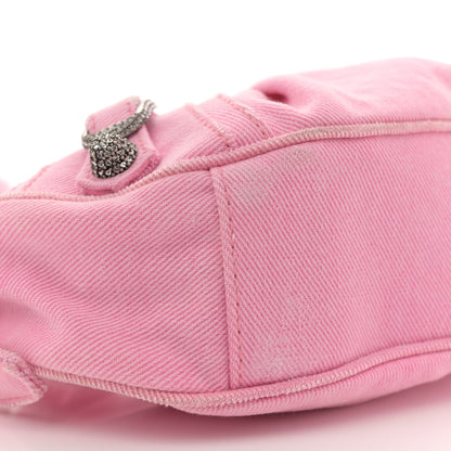 Balenciaga Washed Frayed Denim Crystal Le Cagole Shoulder Bag XS Denim Pink 10 of 12