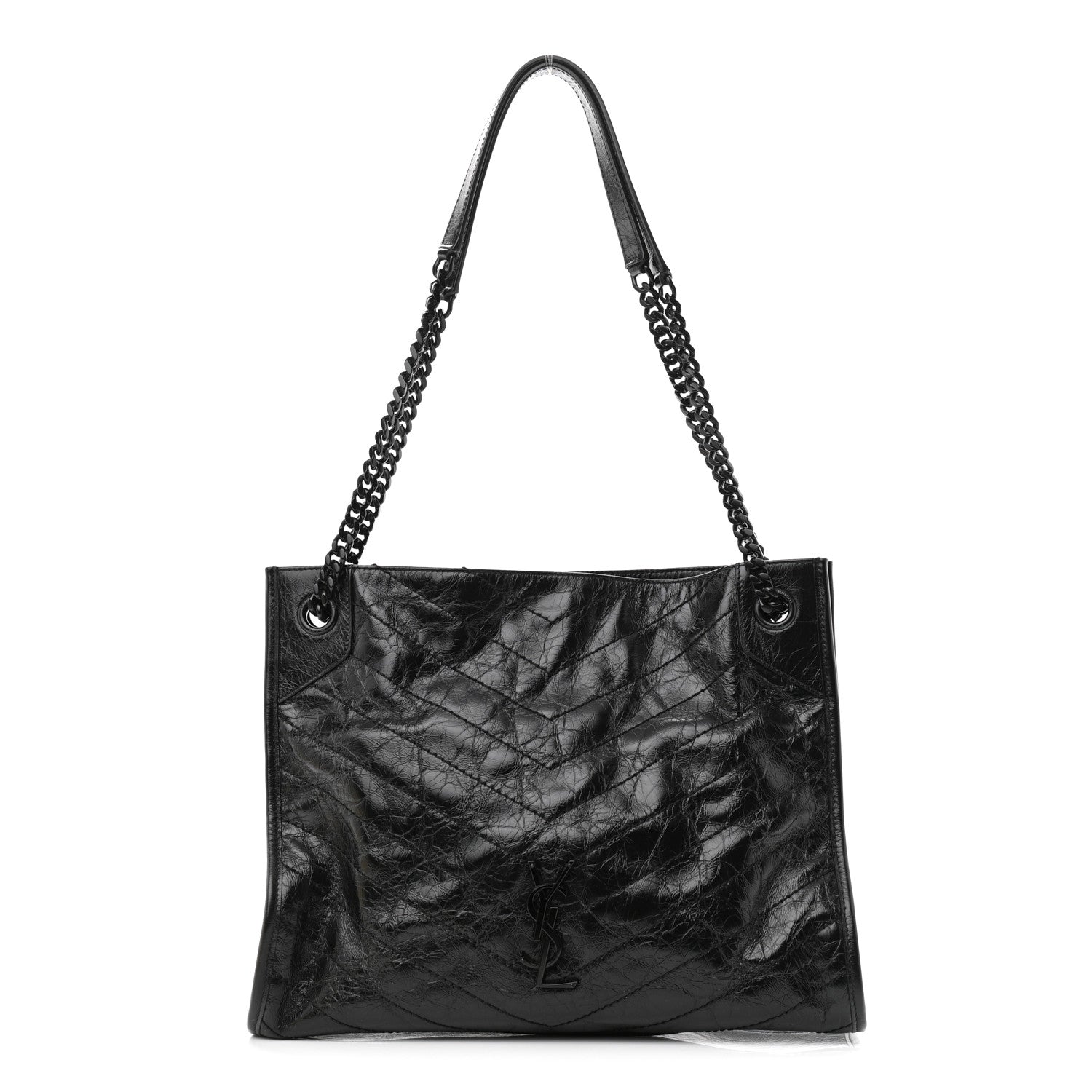 Saint Laurent Crinkled Calfskin Matelasse Monogram Medium Niki Shopper Tote Black 1 of 10