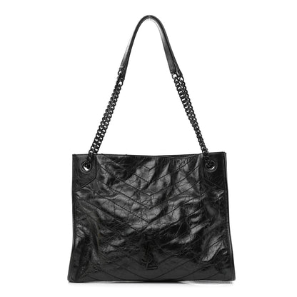 Saint Laurent Crinkled Calfskin Matelasse Monogram Medium Niki Shopper Tote Black 1 of 10