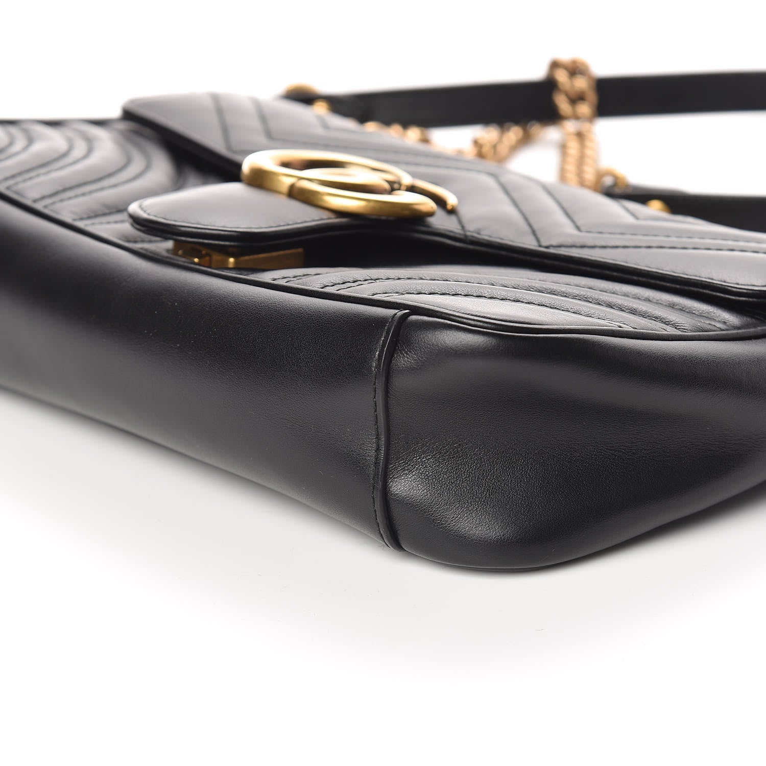 Gucci Calfskin Matelasse Small GG Marmont Shoulder Bag Black 6 of 10