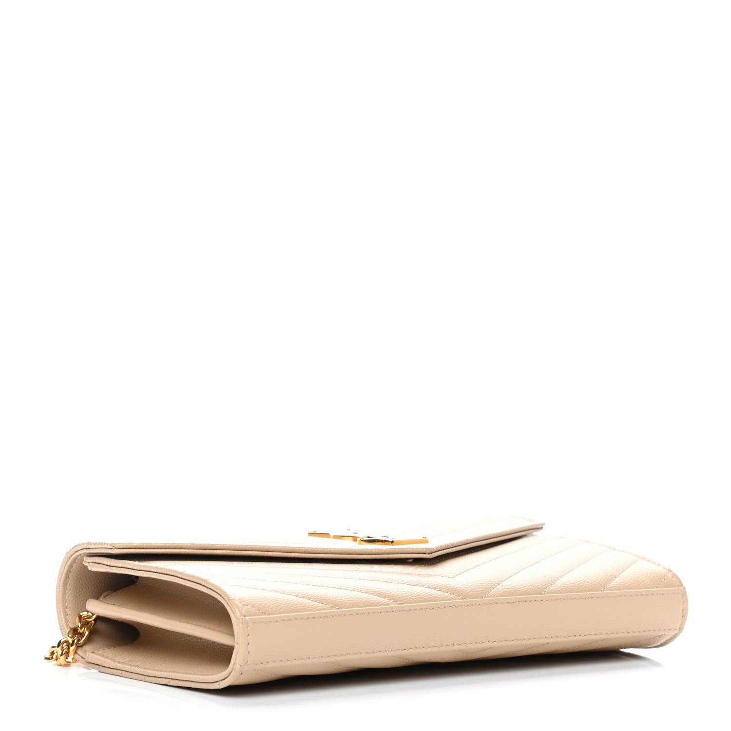 Saint Laurent Grain De Poudre Matelasse Chevron Monogram Chain Wallet Nude Powder 5 of 8