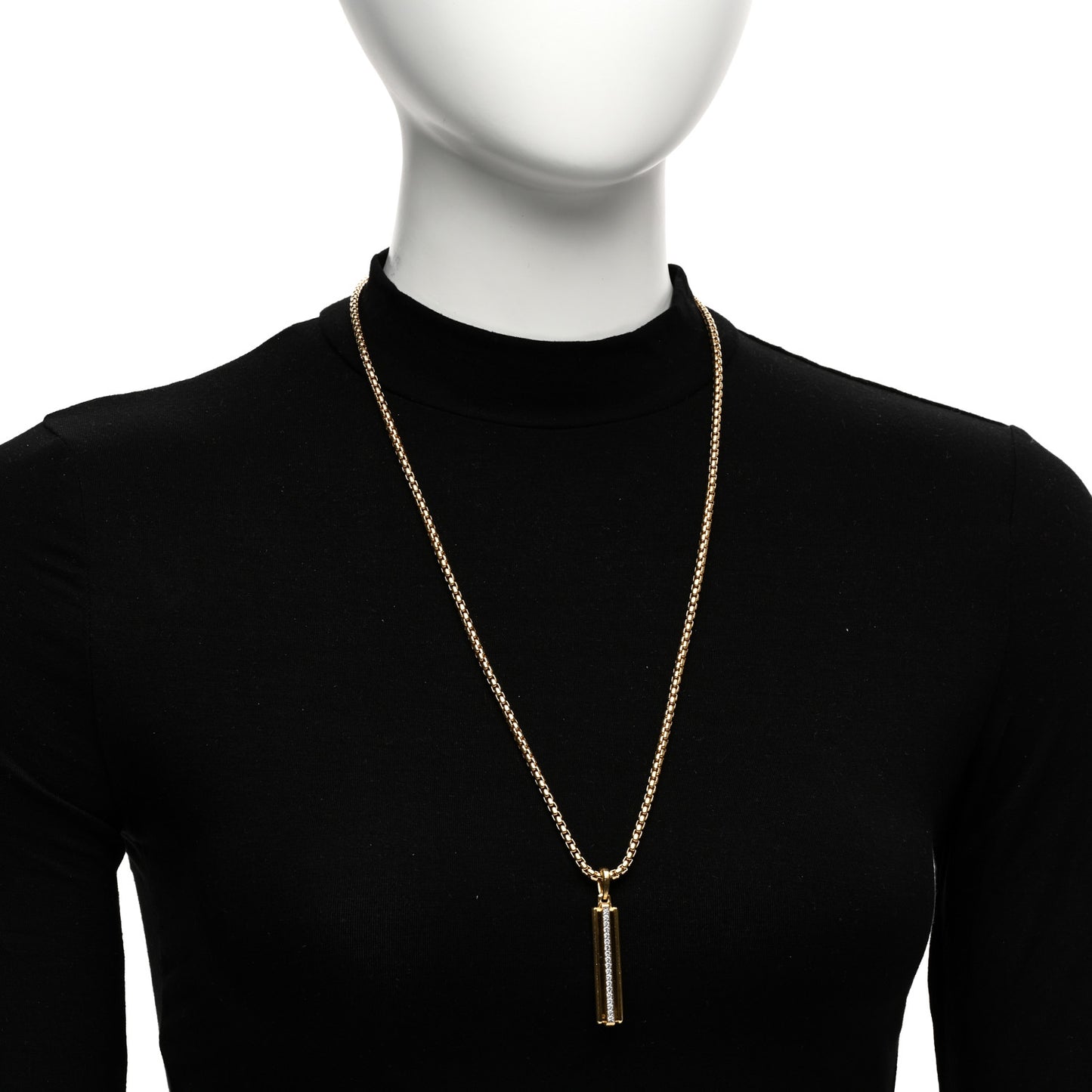18K Yellow Gold Diamond Deco Ingot Pendant Necklace