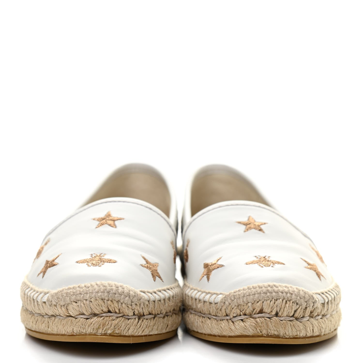 Gucci Calfskin Bee Star Embroidered Espadrilles 37 White 2 of 9