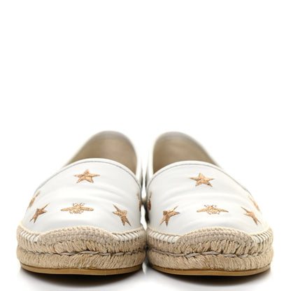 Gucci Calfskin Bee Star Embroidered Espadrilles 37 White 2 of 9