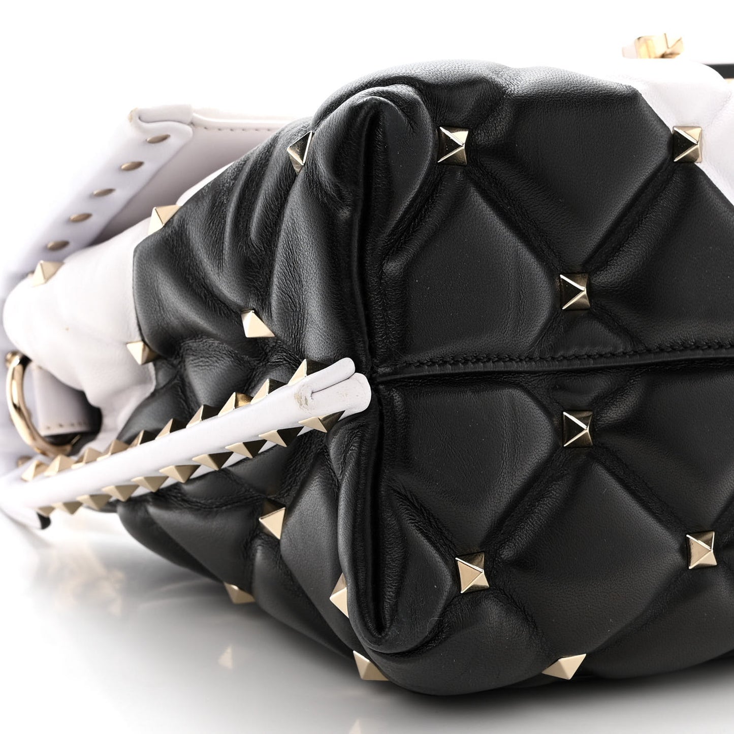 Nappa Medium Candystud Top Handle Bag White Black