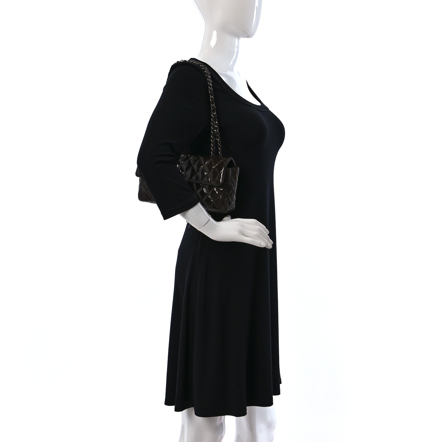 Chanel Crinkled Patent Quilted East West Flap Brown 2 of 12