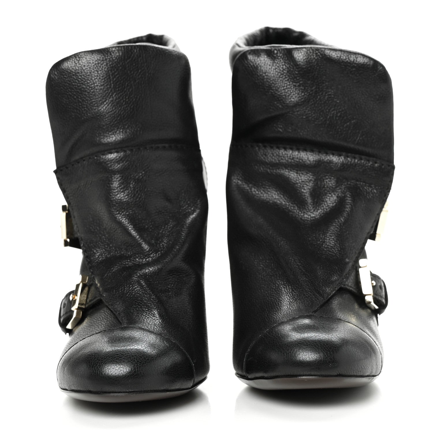 Chanel Calfskin Ankle Wedge Boots 38.5 Black 2 of 7