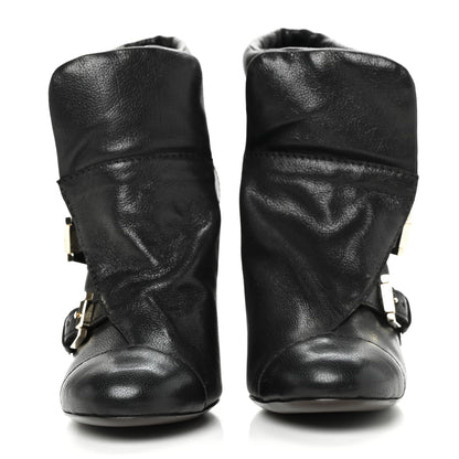 Chanel Calfskin Ankle Wedge Boots 38.5 Black 2 of 7