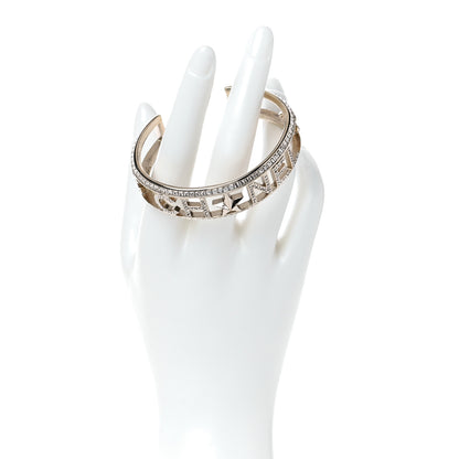 Chanel Crystal Baguette Logo Cuff Bracelet Gold 2 of 5