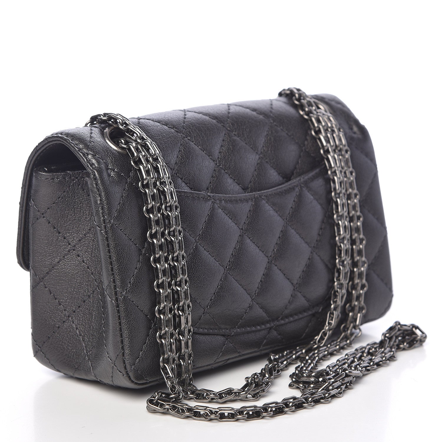 Chanel Metallic Sheepskin Quilted 2.55 Reissue Mini Flap Dark Silver 3 of 11