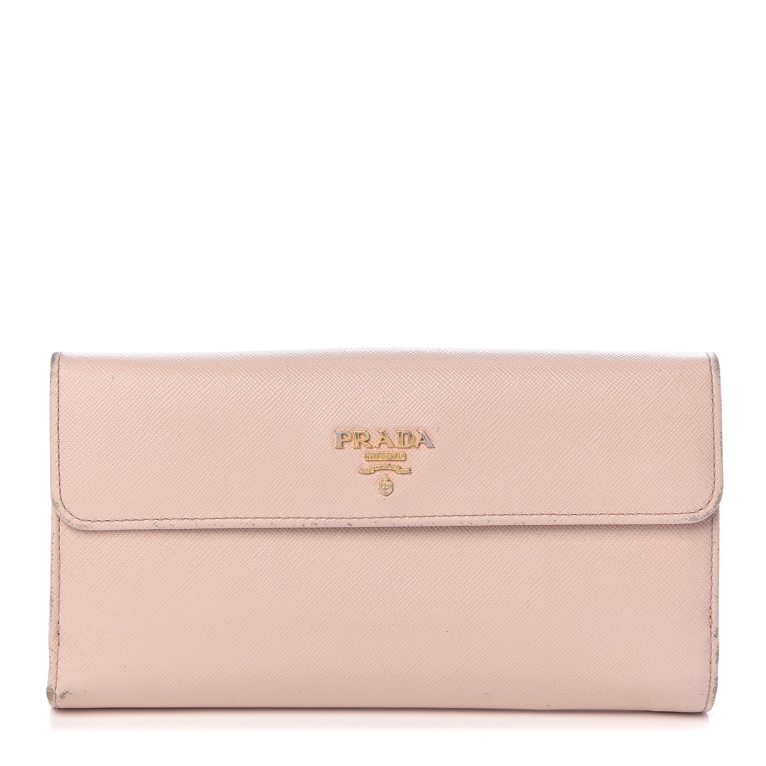 Prada Saffiano Metal Continental Flap Wallet Cipria 1 of 13