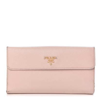 Prada Saffiano Metal Continental Flap Wallet Cipria 1 of 13