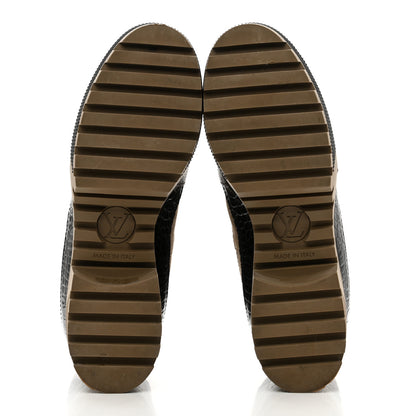 Louis Vuitton Suede Calfskin Crocodile Embossed Patent Monogram Laureate Platform Desert Boots 38 Taupe 5 of 8
