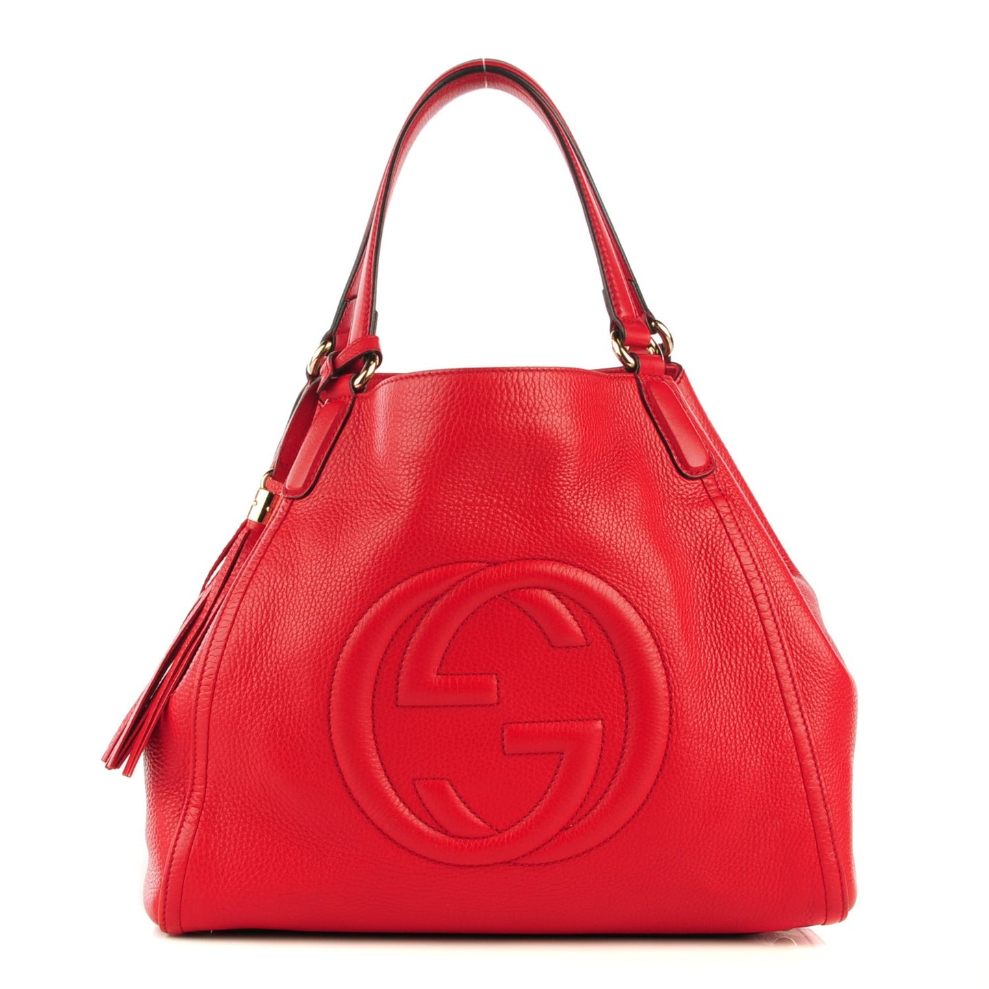 Pebbled Calfskin Medium Soho Shoulder Bag Red