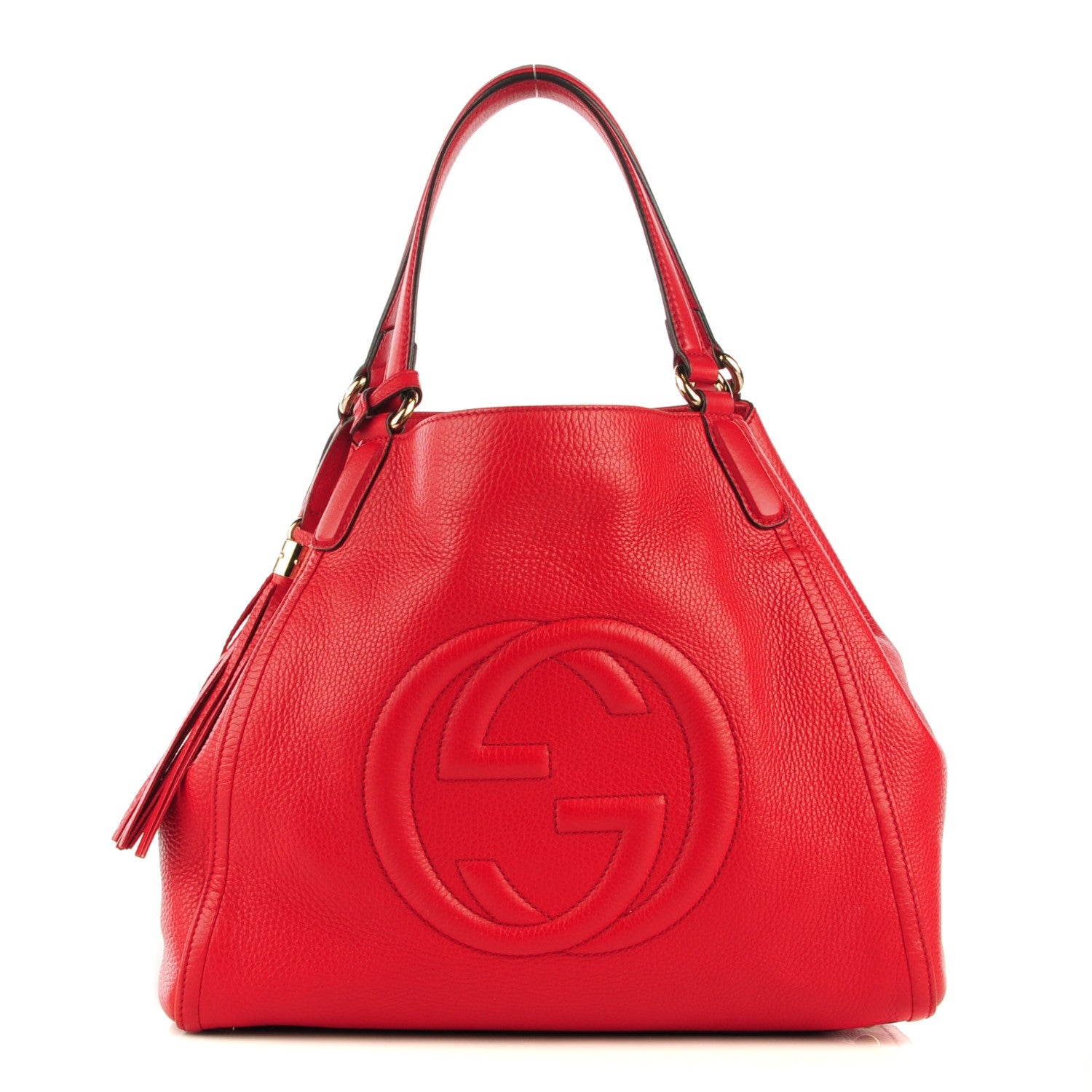 Gucci Pebbled Calfskin Medium Soho Shoulder Bag Red 1 of 7