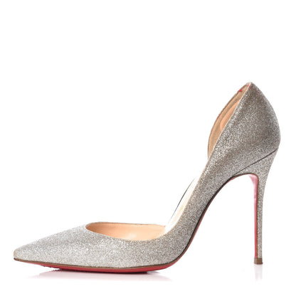Christian Louboutin Glitter Mini Specchio Iriza 100 Pumps 37 Ivory Havana Beige 1 of 14