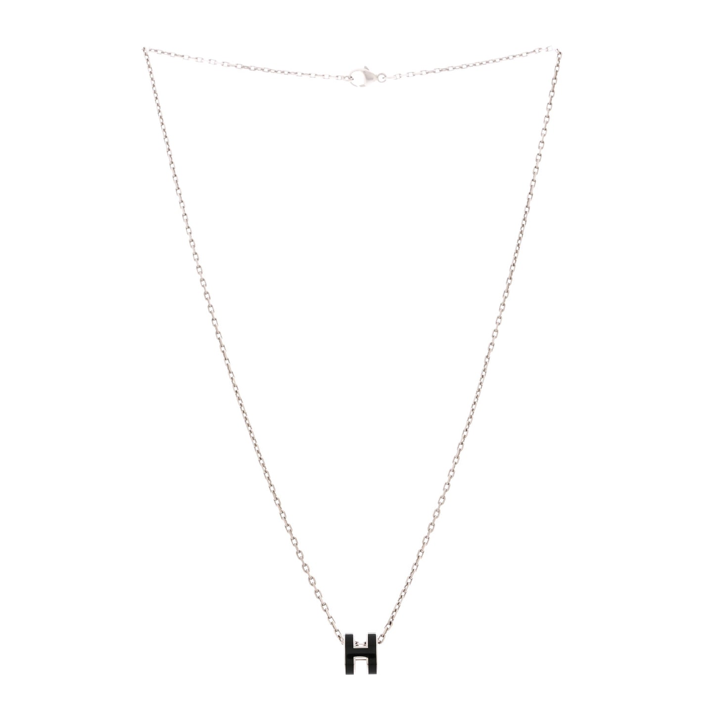 Lacquered Palladium Mini Pop H Pendant Necklace Black