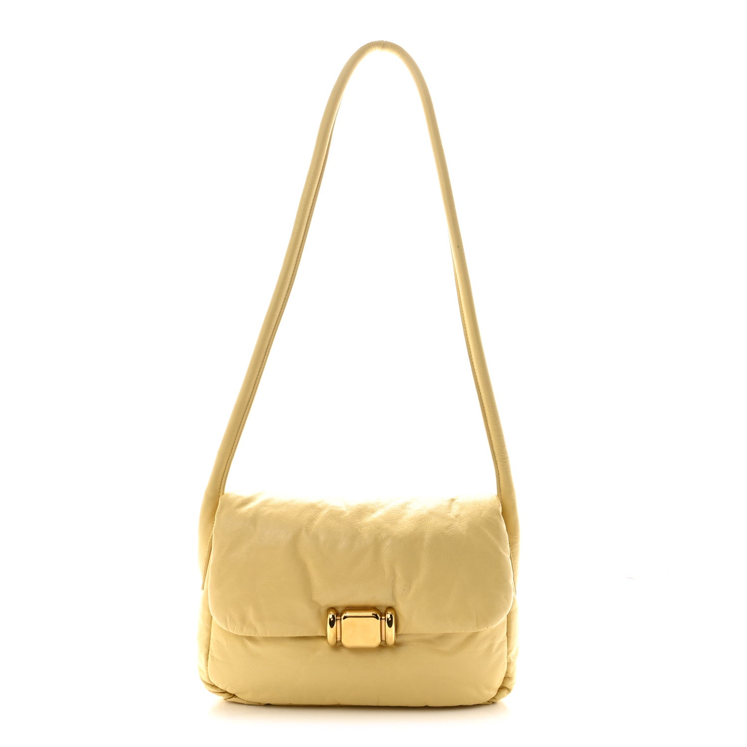 Bottega Veneta Paper Calfskin Puffy Flap Butter Brass 1 of 10