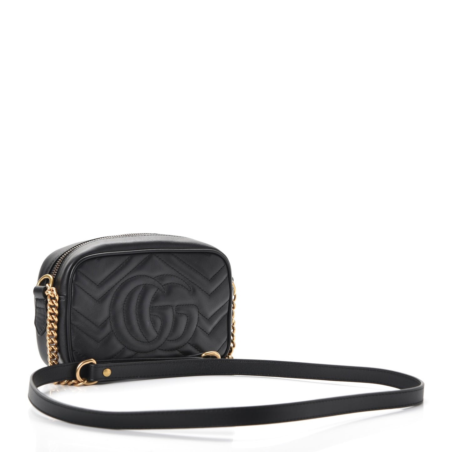 Calfskin Matelasse Mini GG Marmont Chain Shoulder Bag Black