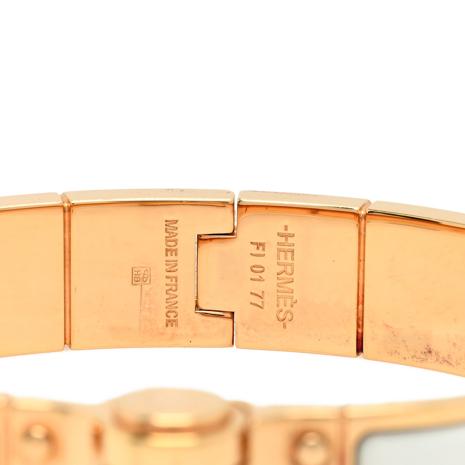 Hermes Enamel Charniere Uni Narrow Hinged Bracelet S White 4 of 4