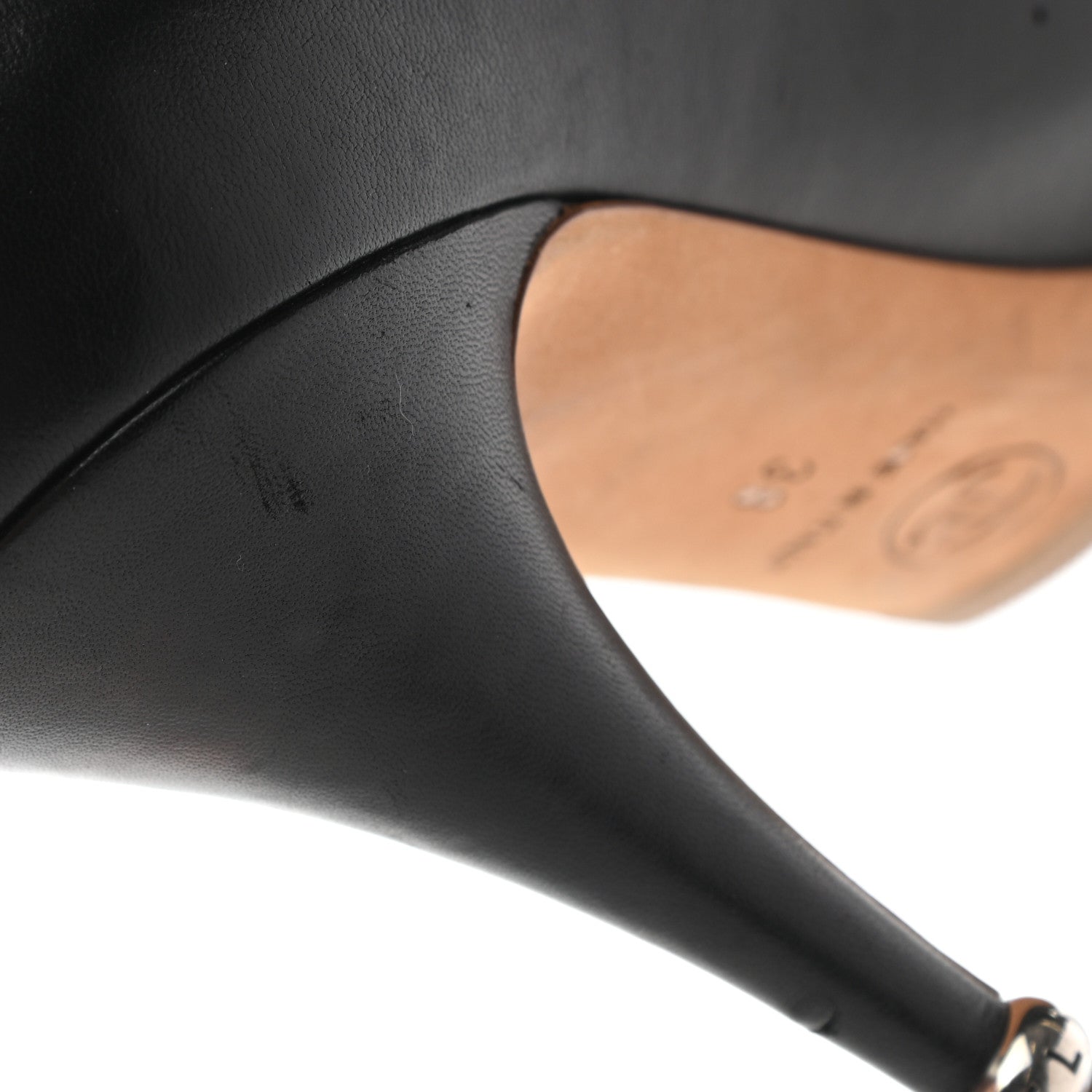 Chanel Lambskin Patent Cap Toe CC Pumps 38 Black 12 of 13