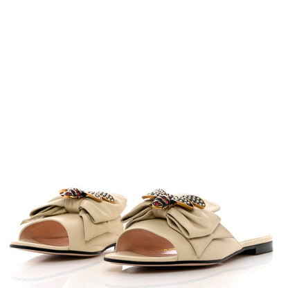 Gucci Nappa Queen Margaret Flat Slide Sandals 38 Vintage White 3 of 11