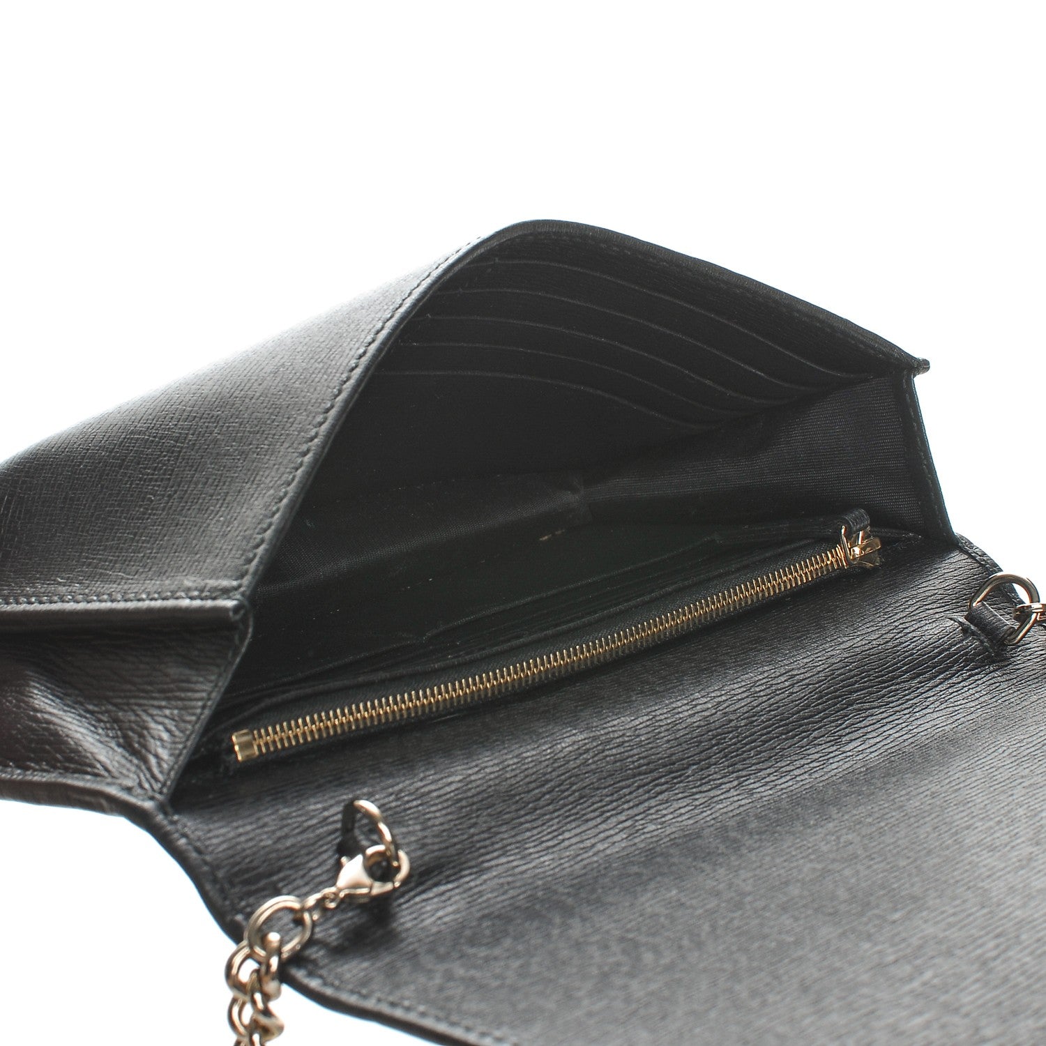 Gucci Textured Calfskin Medium Betty Chain Wallet Black 5 of 8