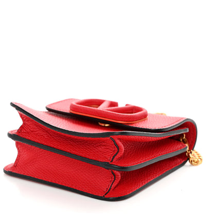 Valentino Garavani Grainy Calfskin VLogo Compact Wallet with Chain Rouge Pur 9 of 9