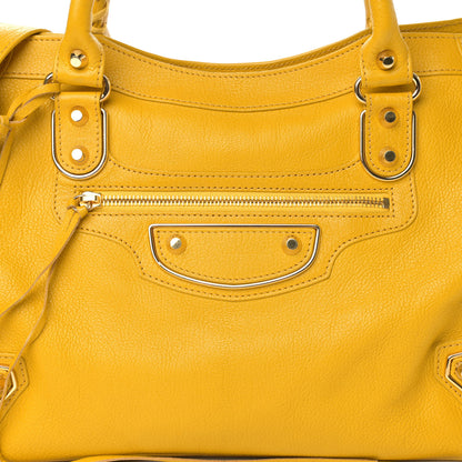 Balenciaga Chevre Silver Metallic Edge Hardware City Jaune Epi 8 of 11