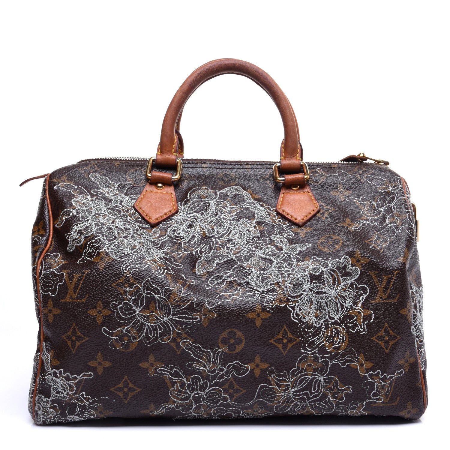 Louis Vuitton Monogram Dentelle Speedy 30 Silver 1 of 17