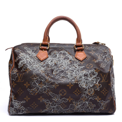 Louis Vuitton Monogram Dentelle Speedy 30 Silver 1 of 17