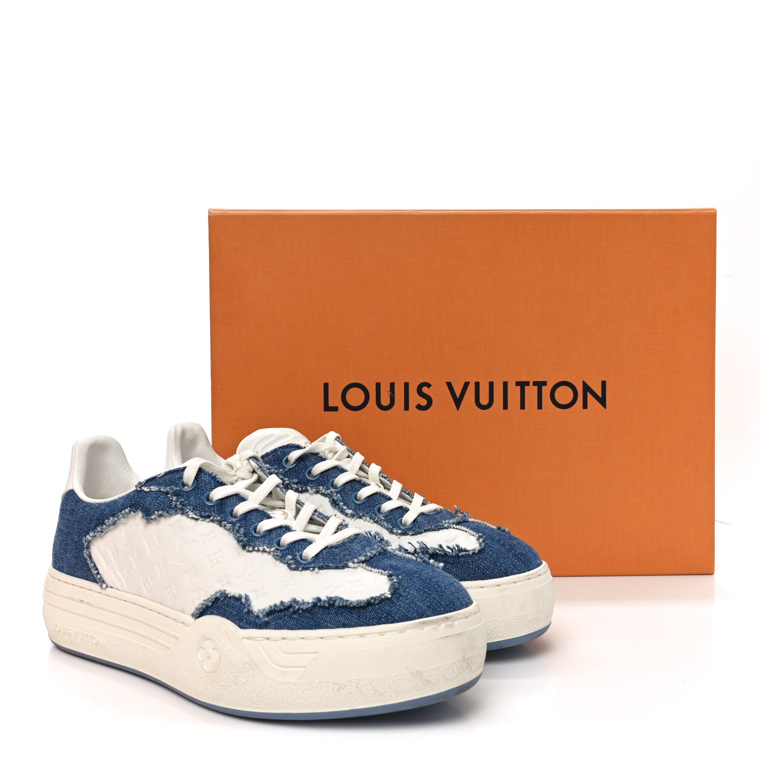 Louis Vuitton Denim Calfskin Embossed LV Groovy Platform Sneakers
