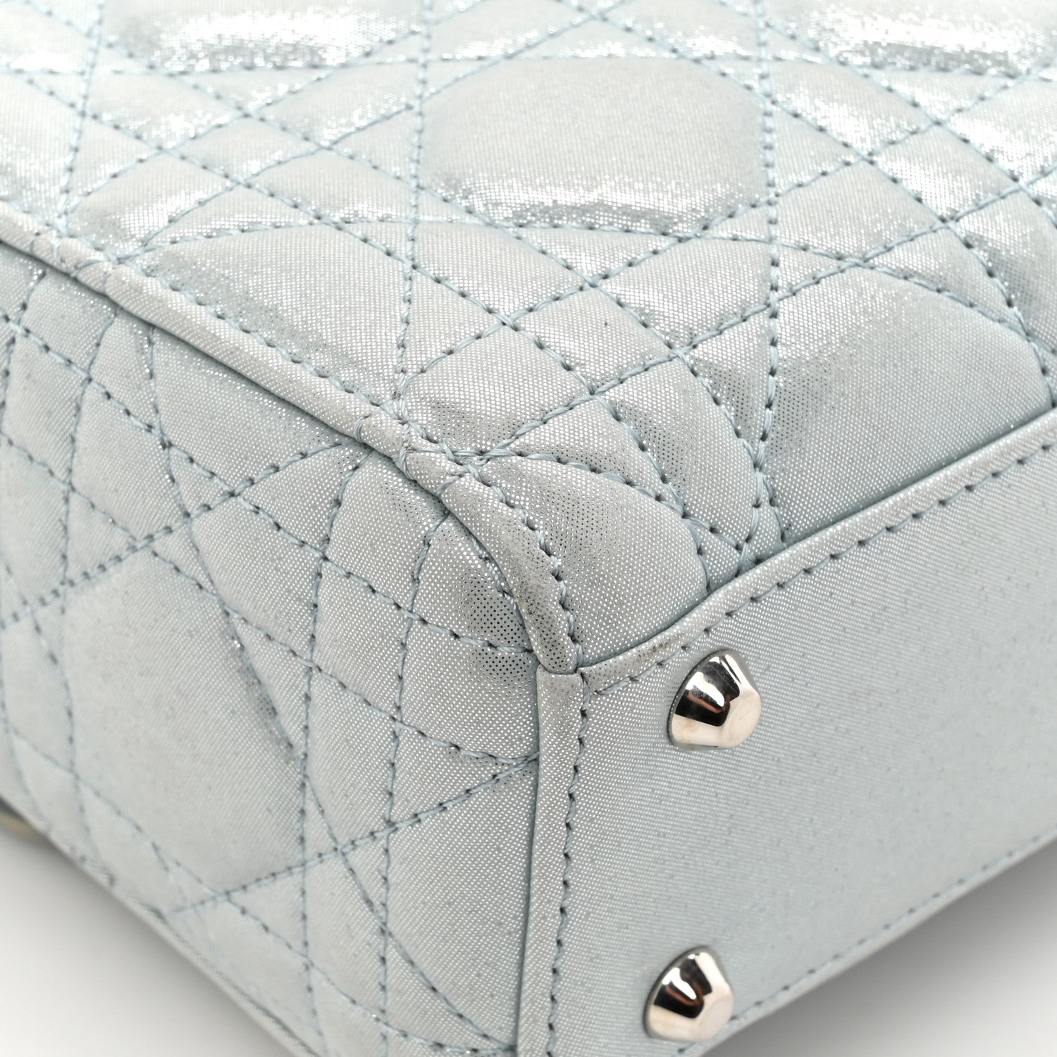 Christian Dior Metallic Lambskin Cannage Mini Lady Dior Light Blue 13 of 16