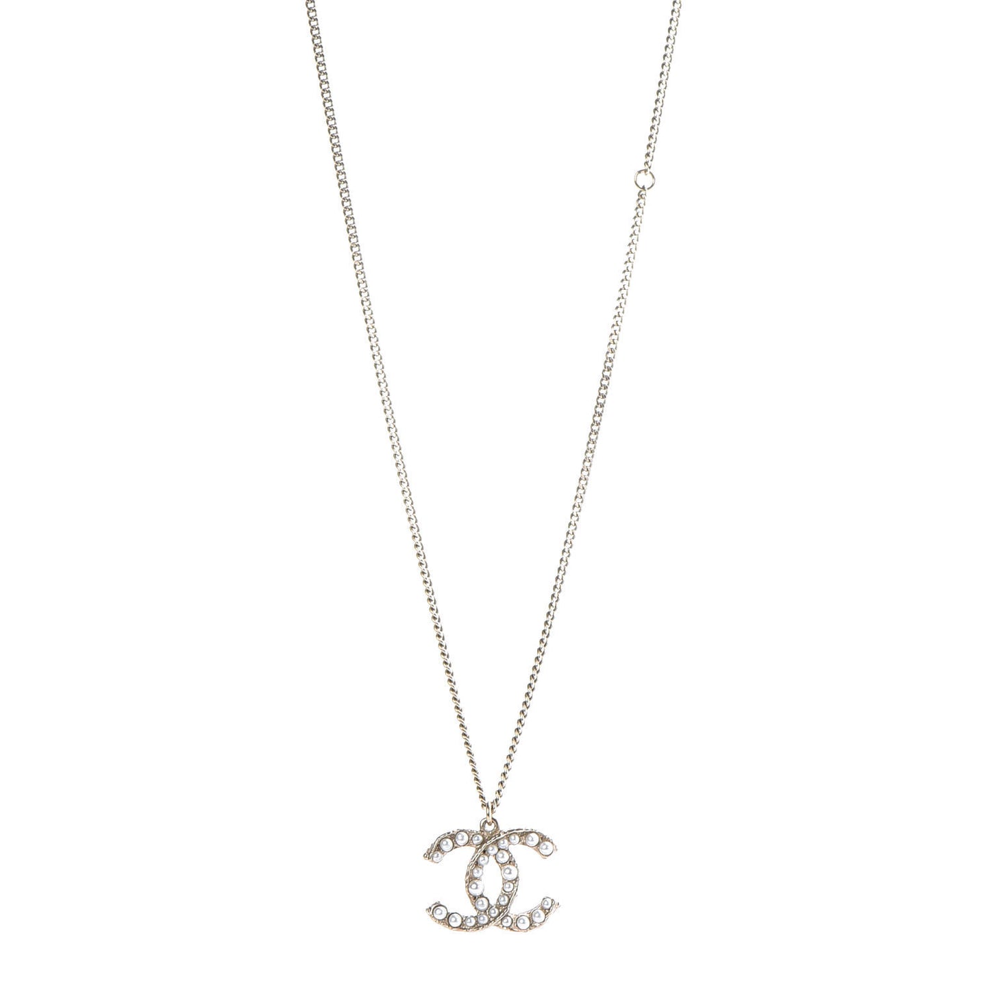 Pearl CC Pendant Necklace Gold