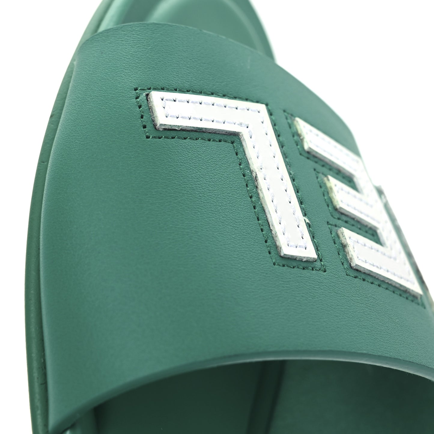 Calfskin Patent Calfskin Logo Mules 38 Green White