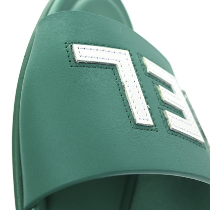 Chanel Calfskin Patent Calfskin Logo Mules 38 Green White 12 of 15