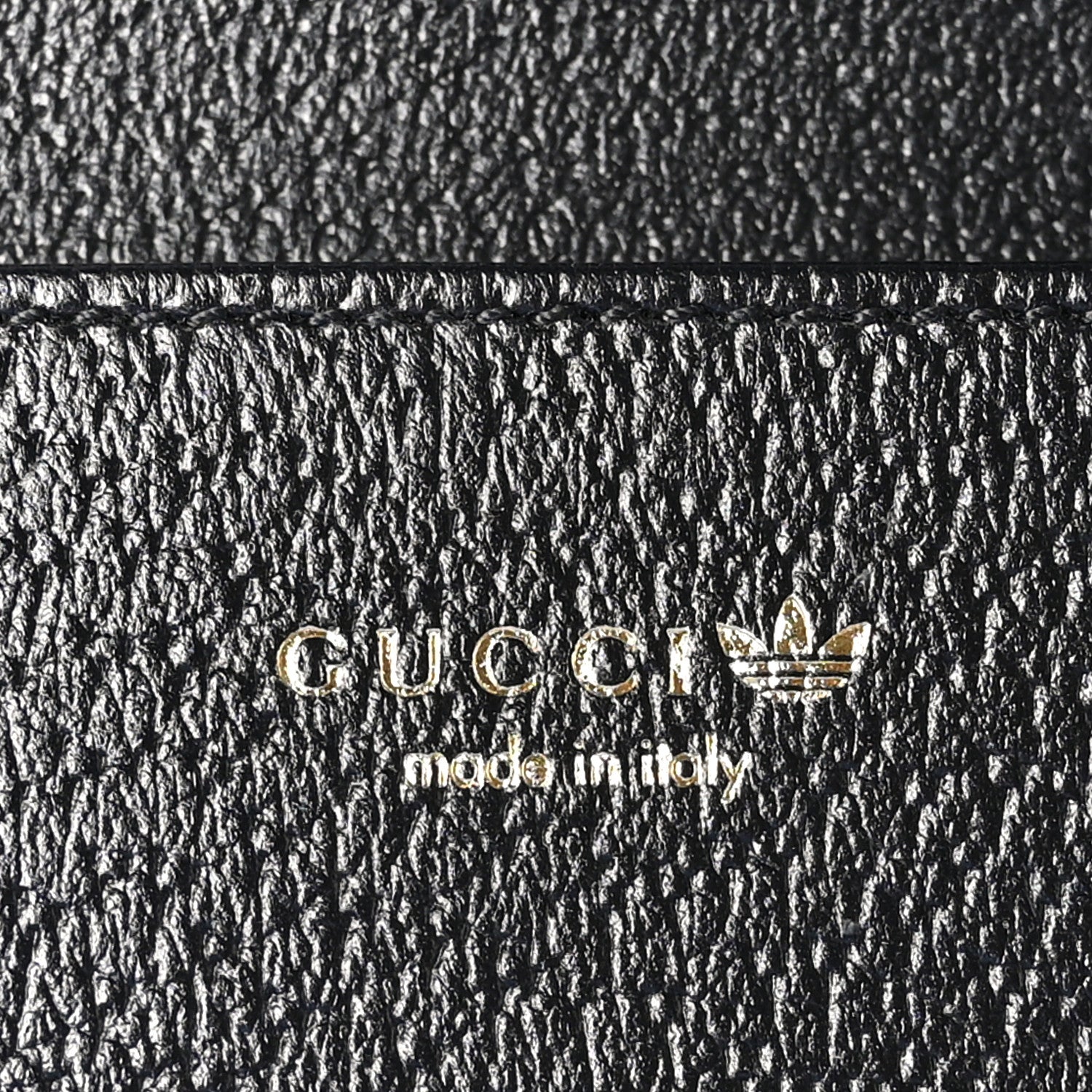 Gucci X ADIDAS Monogram Textured Dollar Calfskin Trefoil Embossed Wallet On Chain Blue 6 of 10