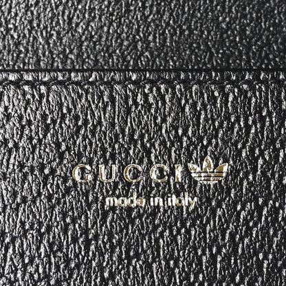 Gucci X ADIDAS Monogram Textured Dollar Calfskin Trefoil Embossed Wallet On Chain Blue 6 of 10