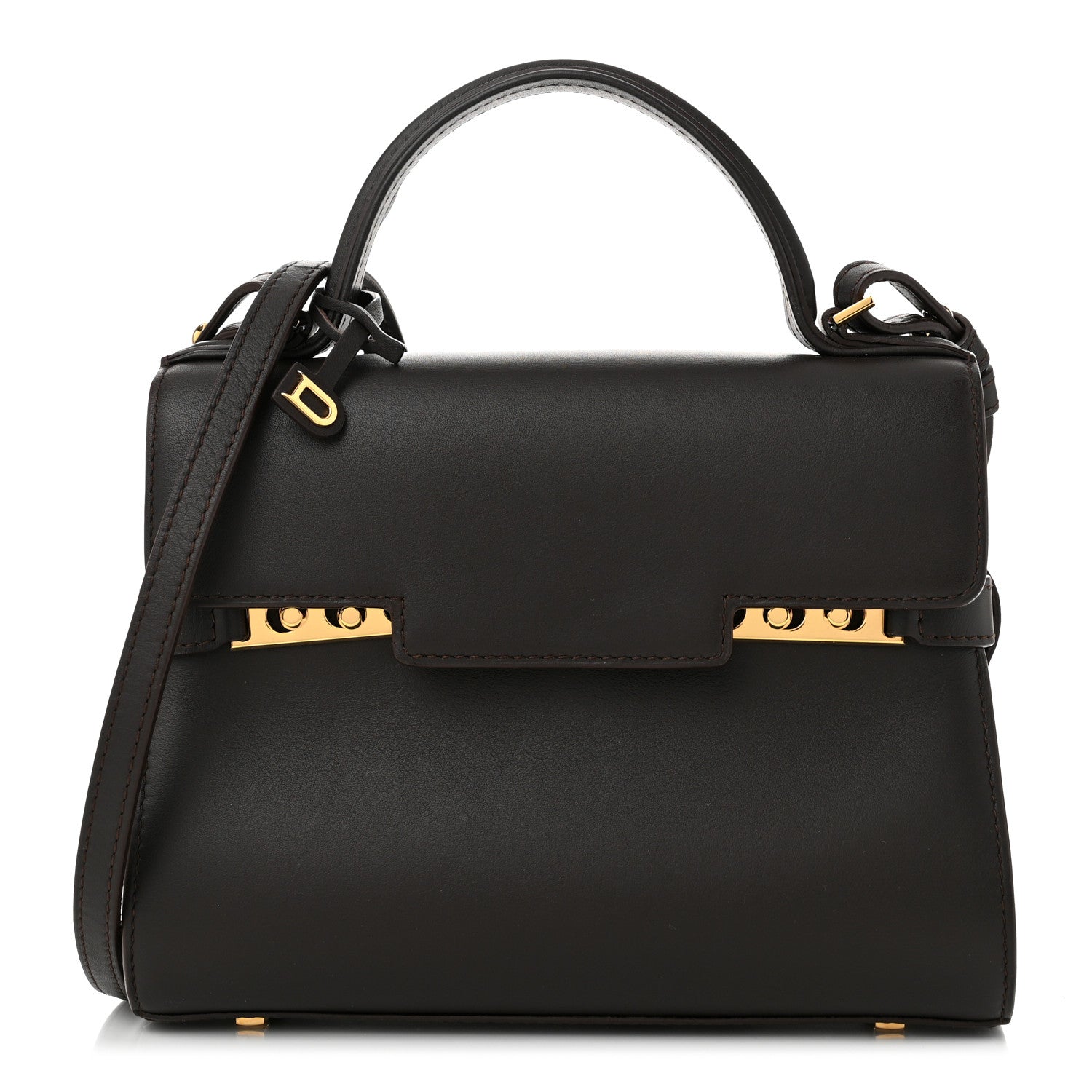 Delvaux Smooth Calfskin Mini Tempete Satchel Brown 1 of 10