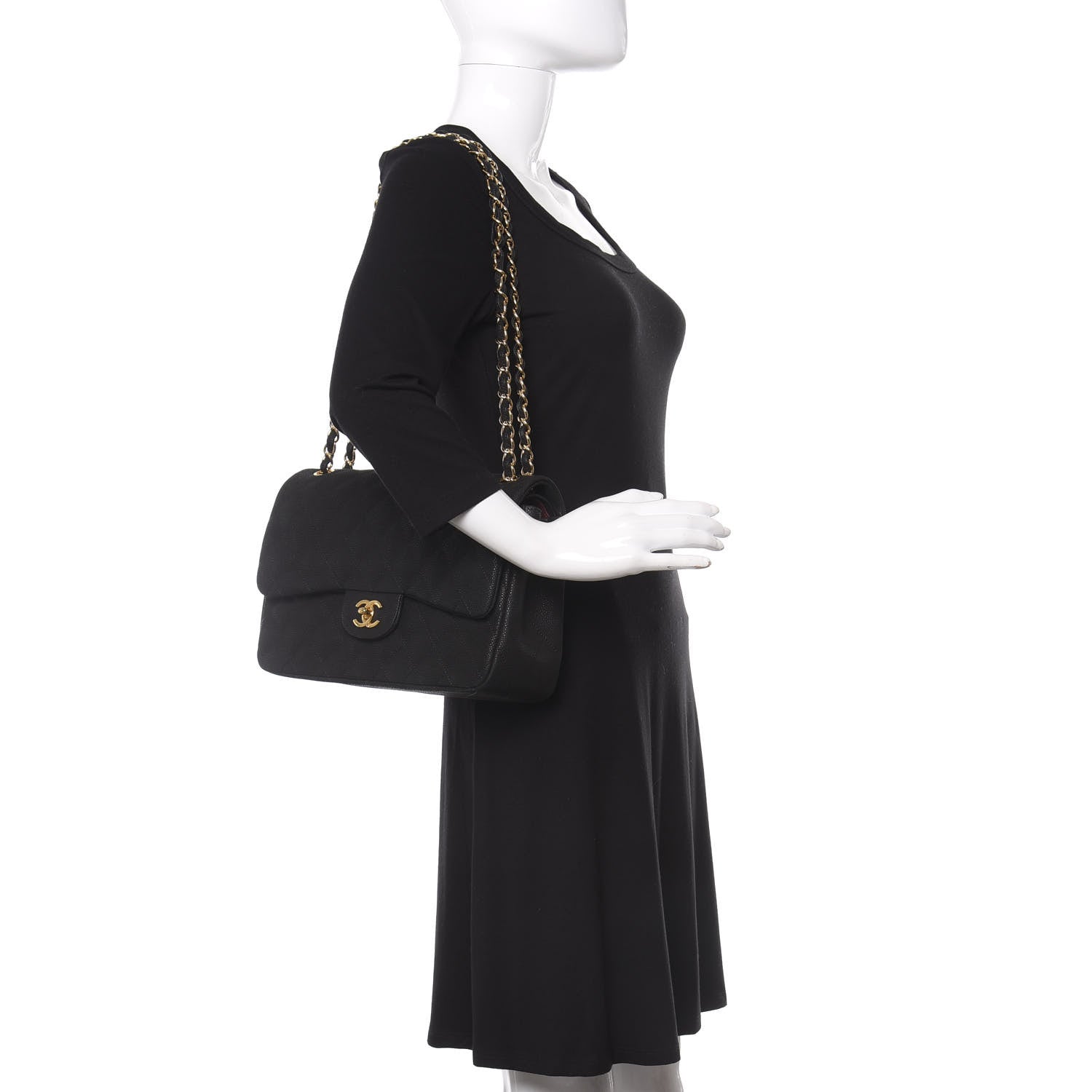 Chanel Iridescent Caviar Quilted Jumbo Double Flap Black 2 of 13