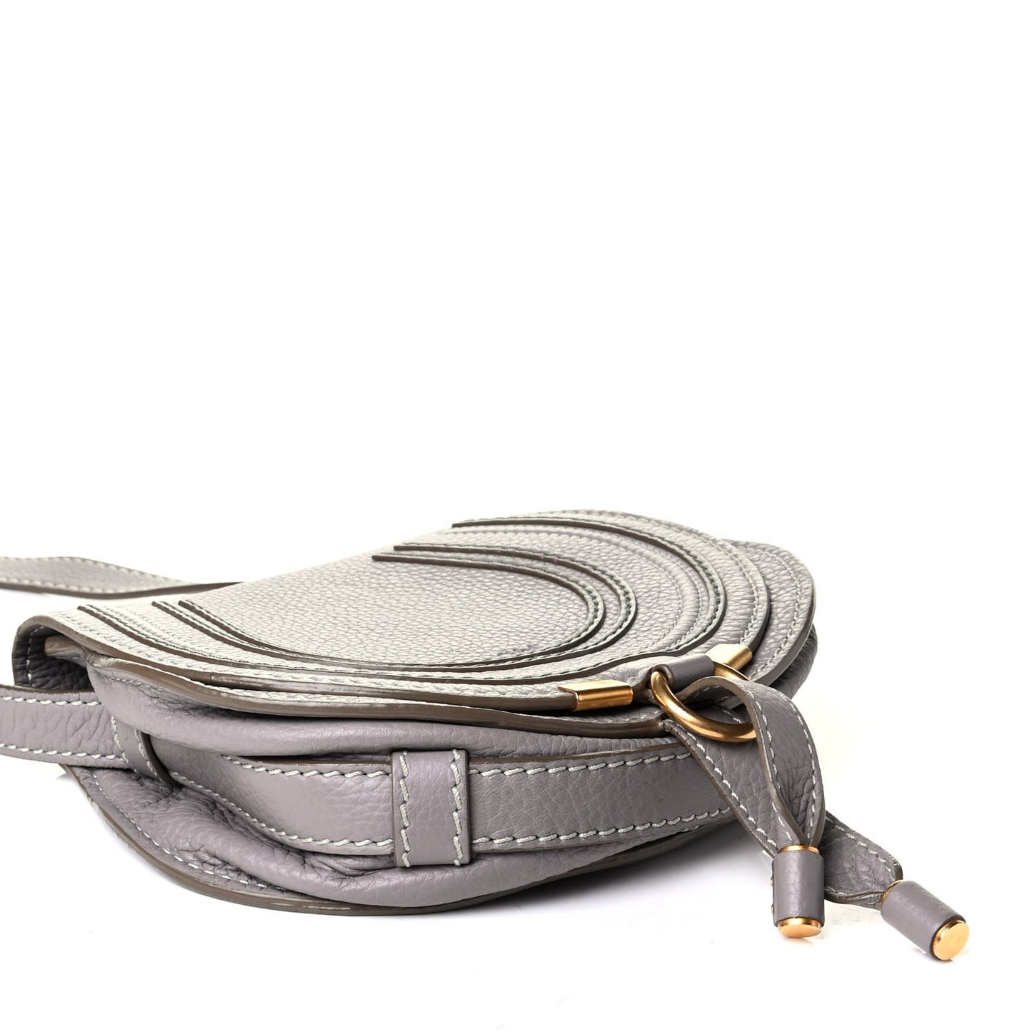 Calfskin Mini Marcie Round Crossbody Bag Cashmere Grey