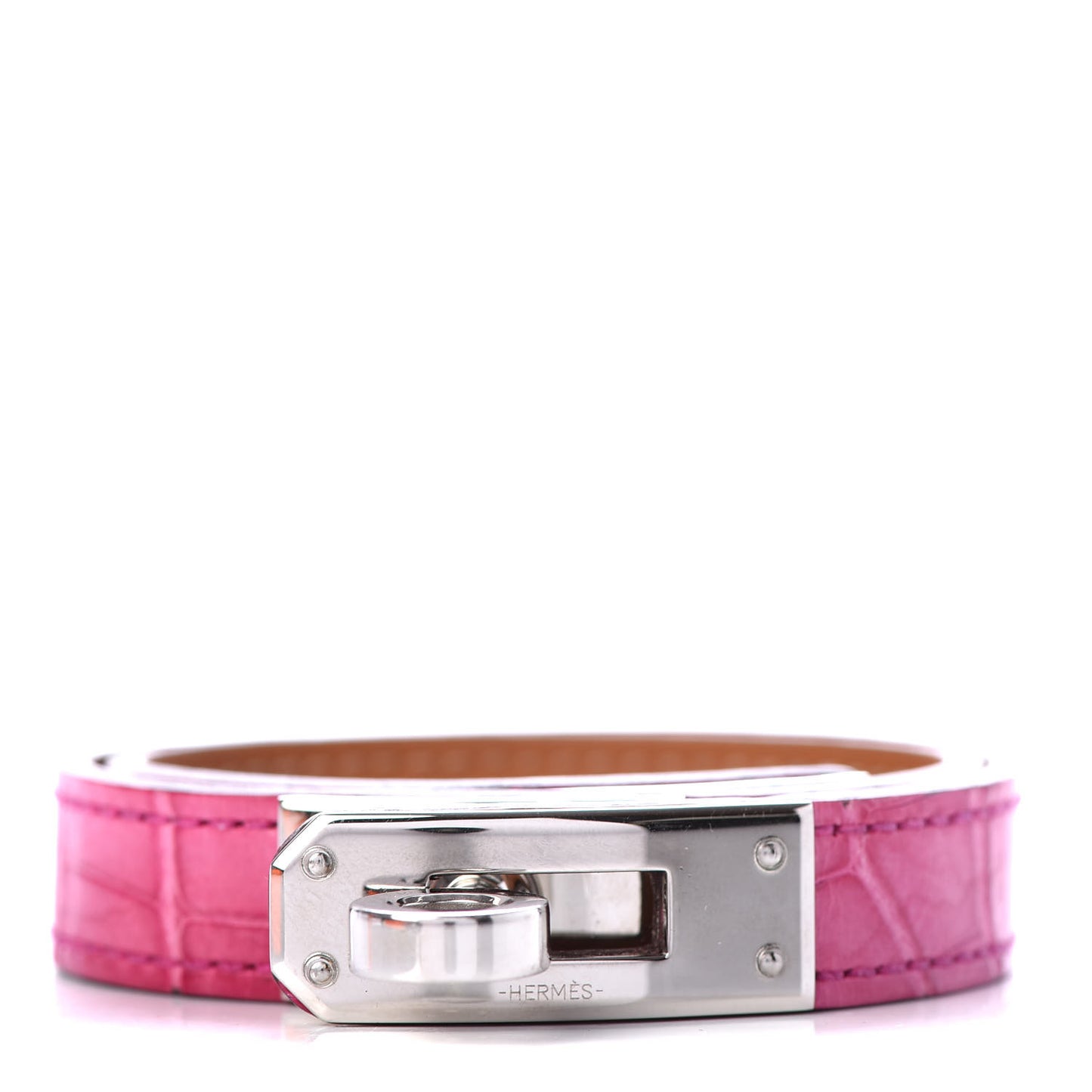 Shiny Alligator Kelly Double Tour Bracelet S Rose Scheherazade