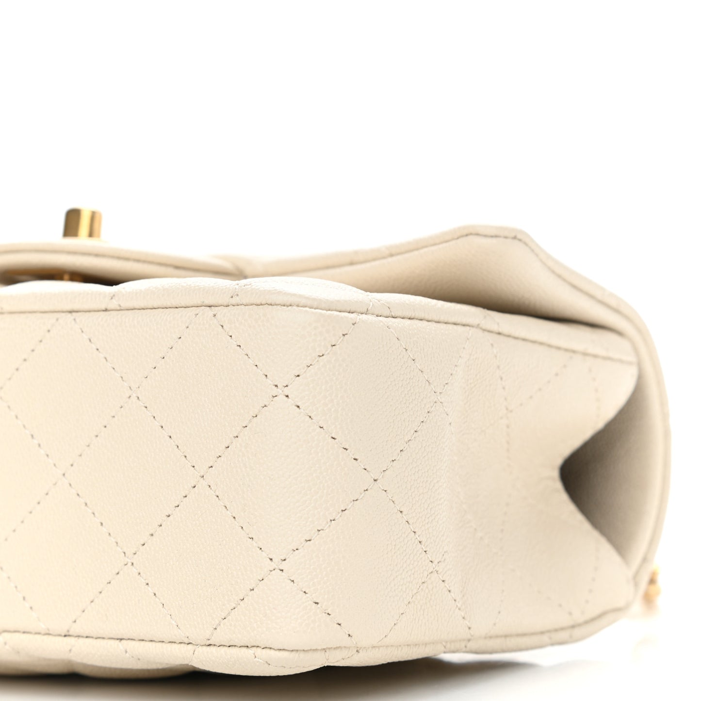 Caviar Quilted Mini Top Handle Rectangular Flap Beige