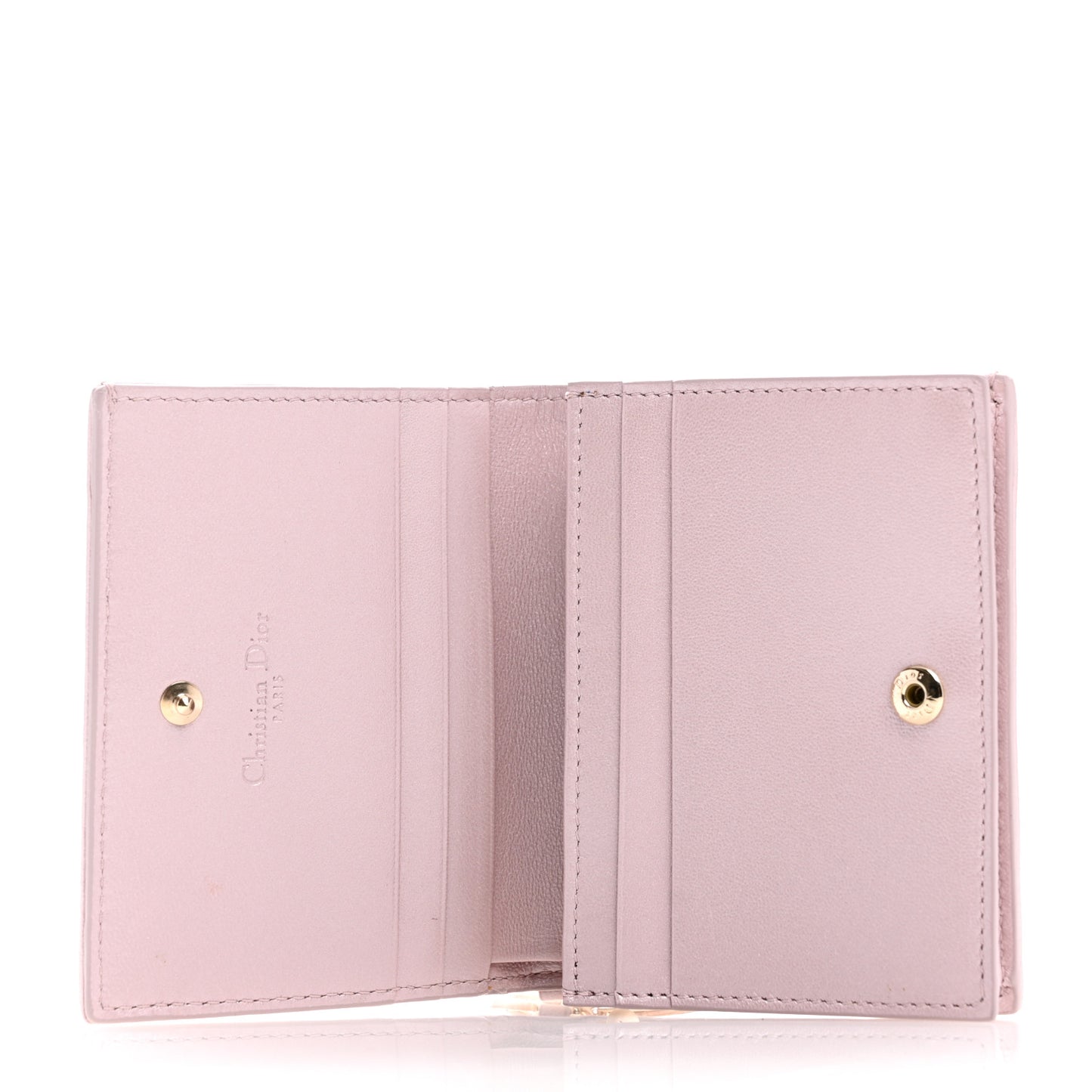 Metallic Lambskin Cannage Mini Lady Dior Wallet Lotus