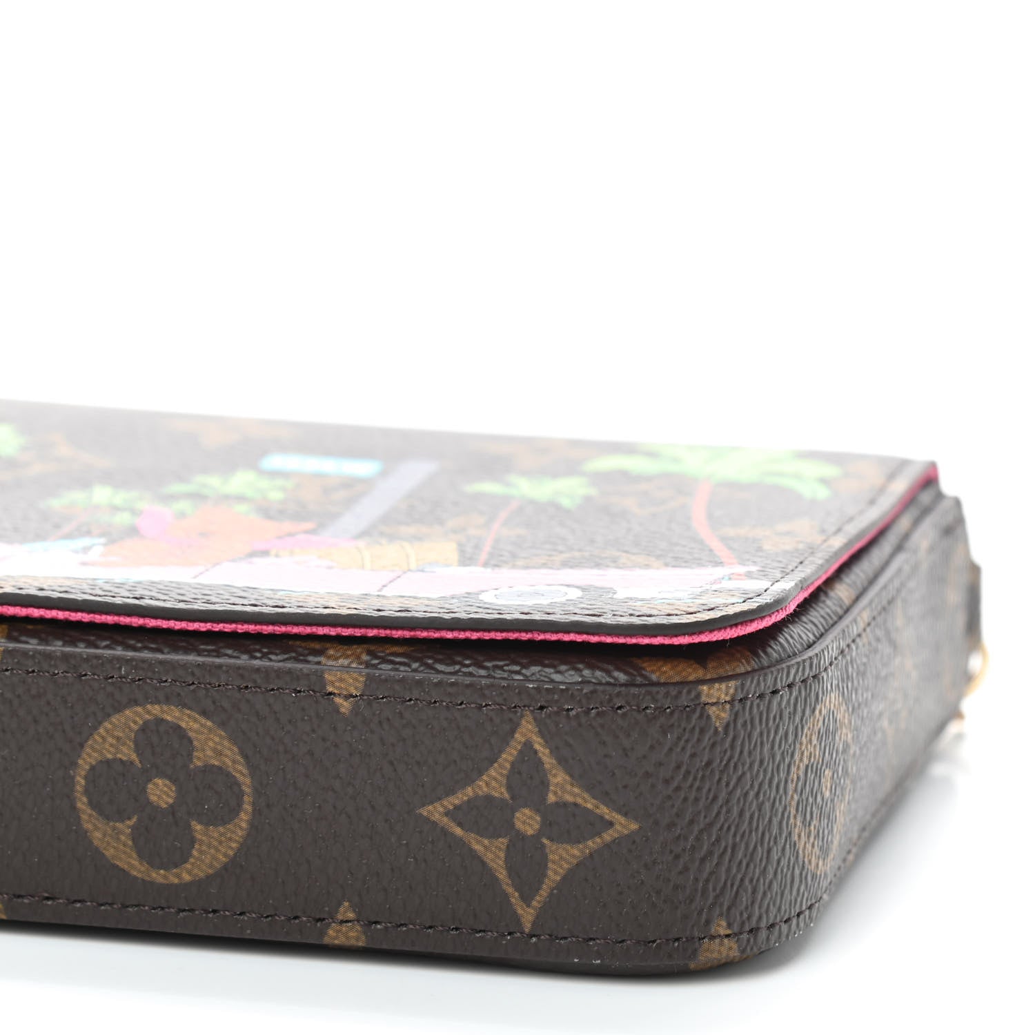 Louis Vuitton Monogram 2021 Christmas Animation Hollywood Pochette Felicie Chain Wallet Fuchsia 8 of 9