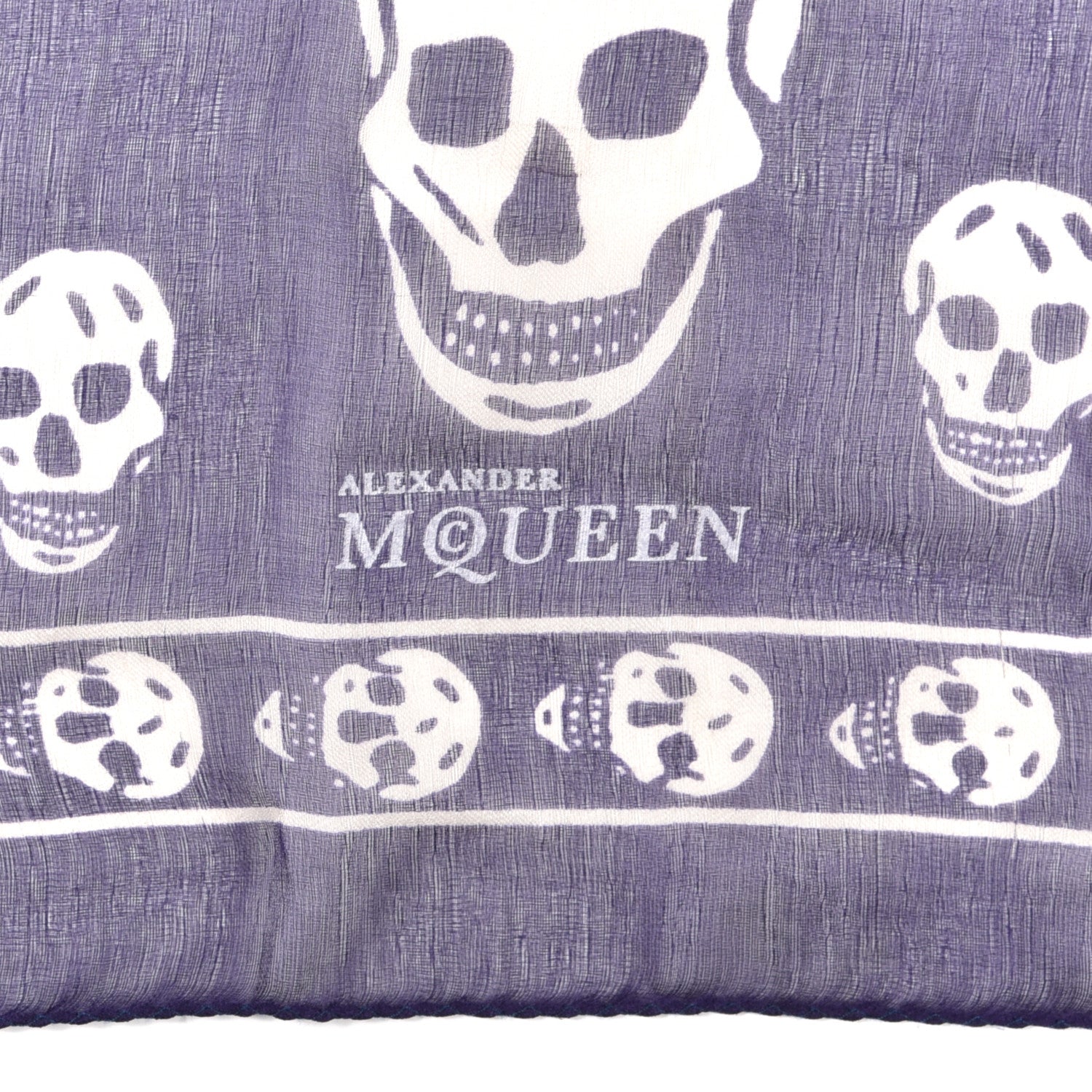 Alexander McQueen Silk Chiffon Skull Scarf Purple White 2 of 3