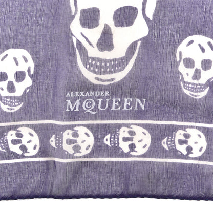 Alexander McQueen Silk Chiffon Skull Scarf Purple White 2 of 3