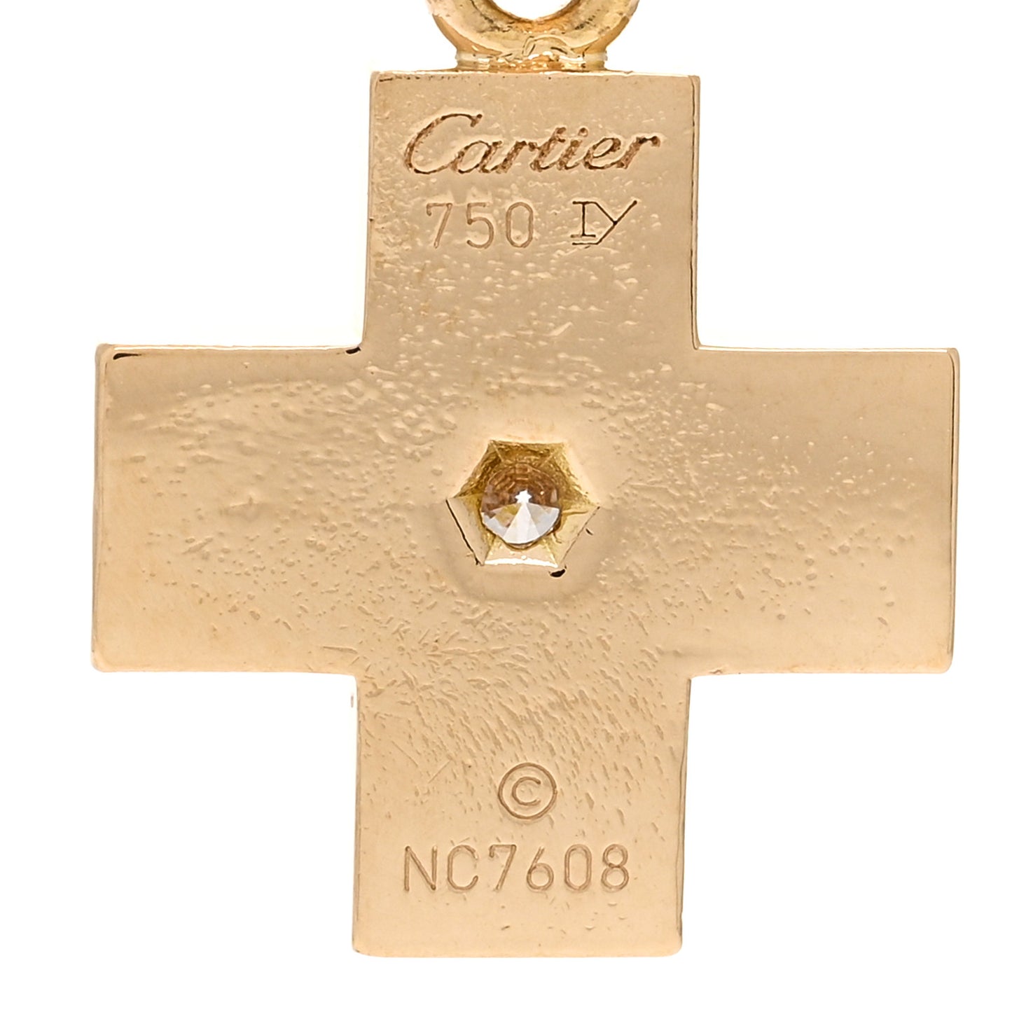 18K Yellow Gold Diamond Cross Charm