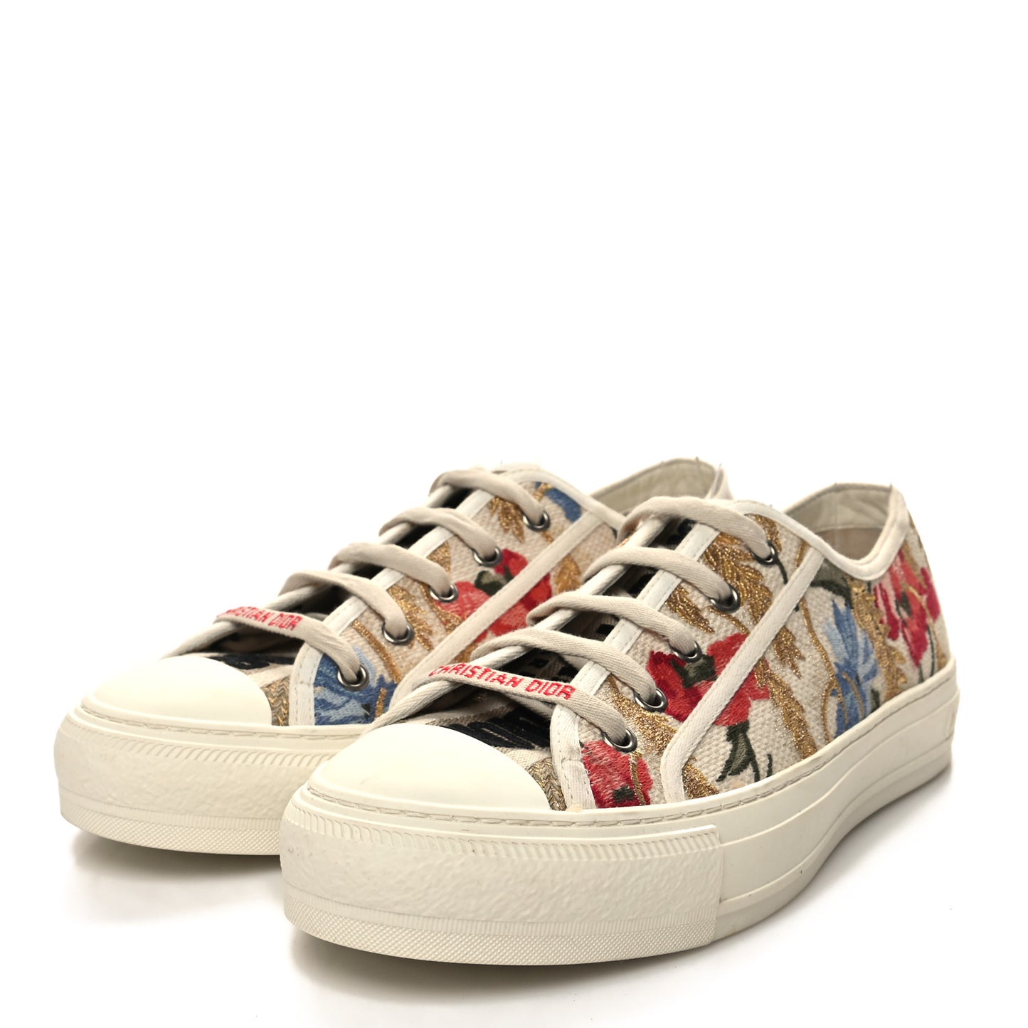 Canvas Floral Embroidered Womens Walk'N'Dior Low Top Sneakers 39 Multicolor