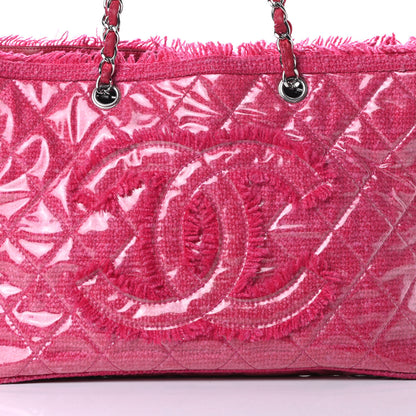 Chanel Vinyl Quilted Funny Tweed Tote Fuchsia 8 of 16